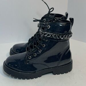 Vince Camuto Girl’s Chunky Blue Sparkle Moto Boots Size 2 - never worn!